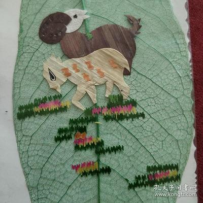 叶脉+麦秸画艺术书签(手工制作七八十年代出口创汇产品)